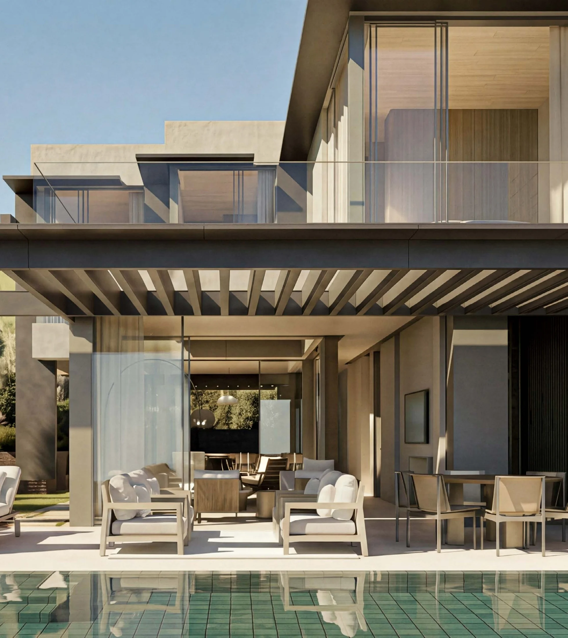 SAOTA Twin Villas at The Peaks, Luštica Bay, terrace. Developer visualisation.
